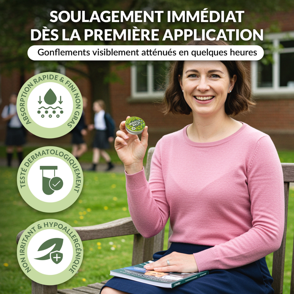 Baumélis Baume Miracle, baume naturel, soins jambes lourdes, massage circulation, confort des jambes, plantes botaniques, baume apaisant, packshot boîte métal